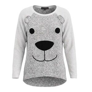 Derek Heart Girls Raglan Bear Face Sweater